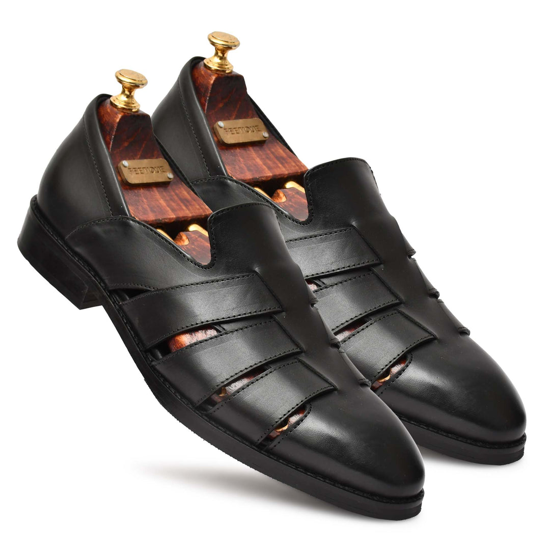 Genuine Leather Peshawari Sandals Cross Strap For Men - Feetique Footwea