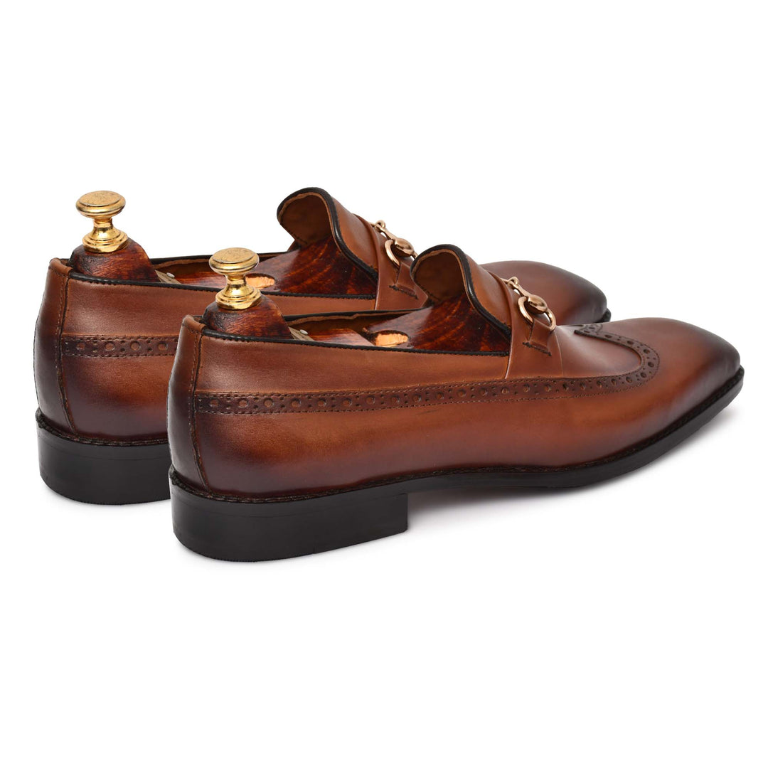 Men's Genuine Leather Formal Tan Loafer Shoes, Business & Casual Party Wear - Feetique Footwea