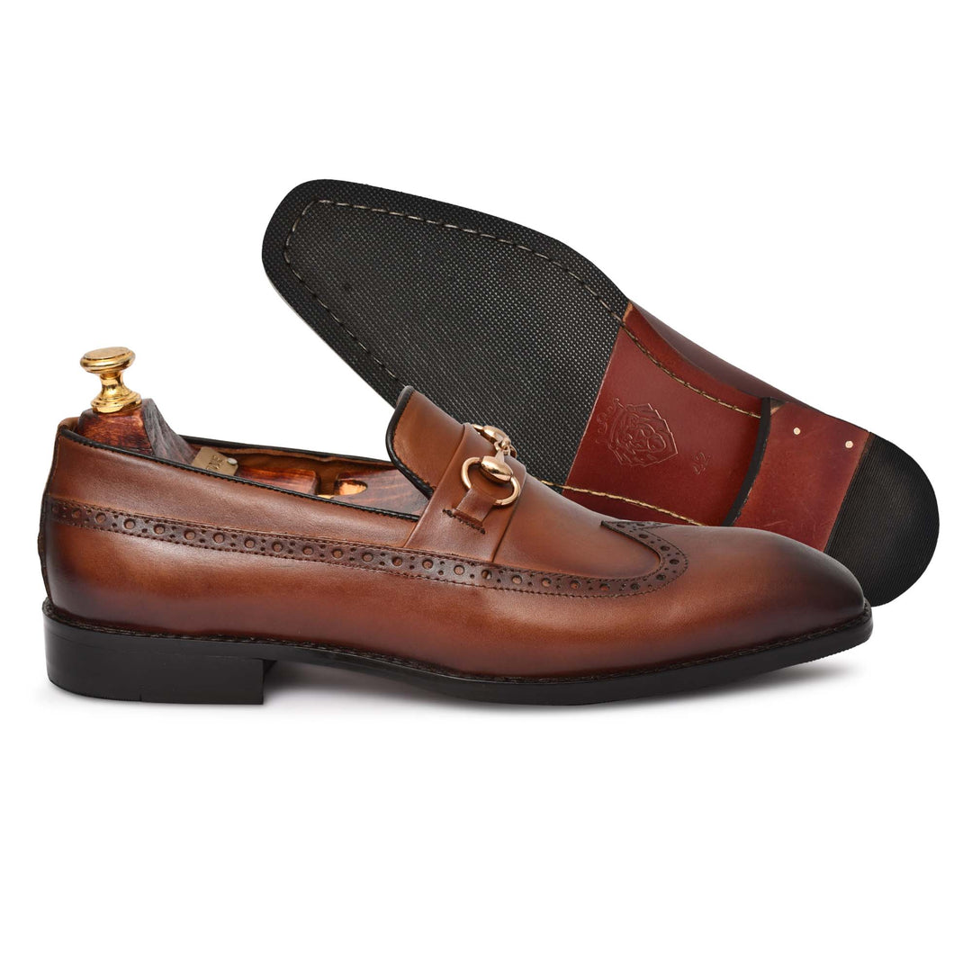 Men's Genuine Leather Formal Tan Loafer Shoes, Business & Casual Party Wear - Feetique Footwea