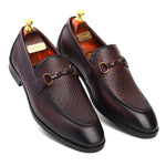 Load image into Gallery viewer, Mens wine crust leather formal loafer shoe, business & casual party wear mens Leather loafer shoes Feetique Footwea