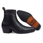 Load image into Gallery viewer, Feetique Handmade Leather Boot With Cuban Heel And Handmade Sheet Sole (SNAKE PRINT)