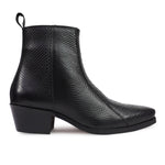 Load image into Gallery viewer, Feetique Handmade Leather Boot With Cuban Heel And Handmade Sheet Sole (SNAKE PRINT)