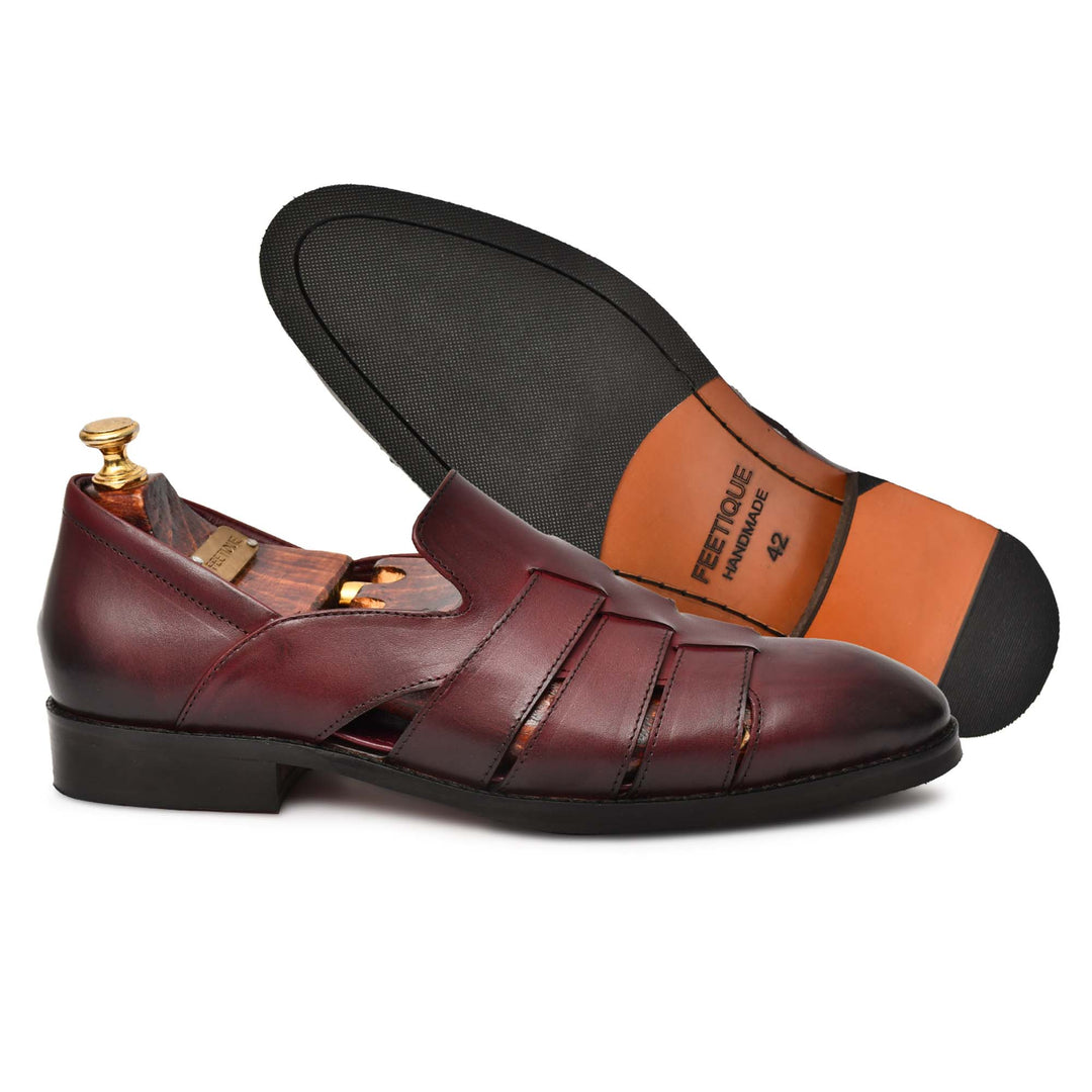 Genuine Leather Peshawari Sandals Cross Strap For Men - Feetique Footwea