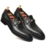 Load image into Gallery viewer, Men's black crust leather formal loafer shoe, business & casual party wear - Feetique Footwea