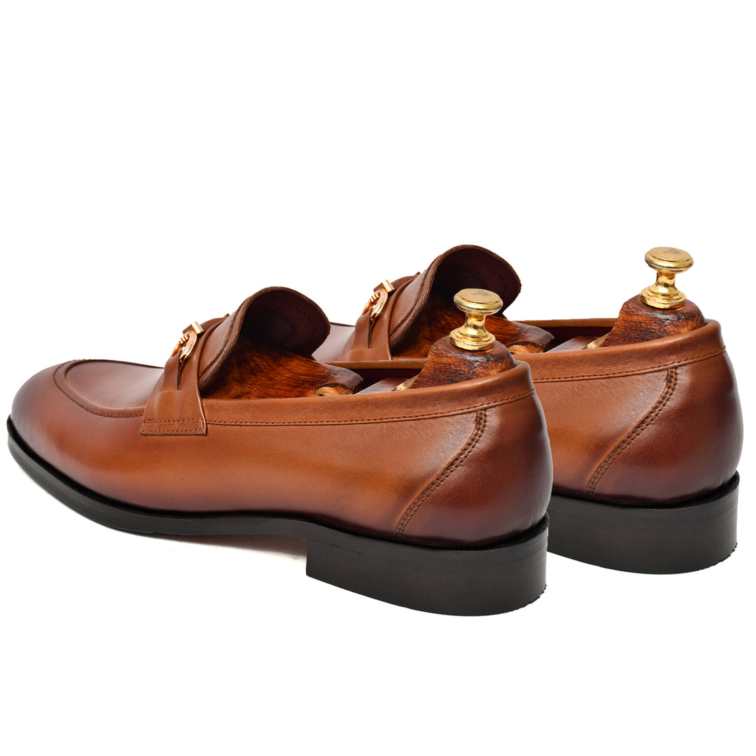 Men's tan crust leather formal loafer shoe, business & casual party wear - Feetique Footwea