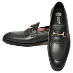 Load image into Gallery viewer, Mens black crust leather formal loafer shoe, business & casual party wear - Feetique Footwea