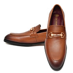 Load image into Gallery viewer, Men's tan crust leather formal loafer shoe, business & casual party wear - Feetique Footwea