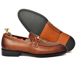 Load image into Gallery viewer, Men's tan crust leather formal loafer shoe, business & casual party wear - Feetique Footwea