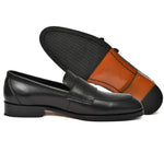 Load image into Gallery viewer, Mens black crust leather formal loafer shoe, business & casual party wear - Feetique Footwea