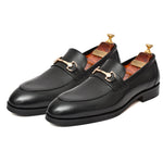 Load image into Gallery viewer, Men's black crust leather formal loafer shoe, business & casual party wear - Feetique Footwea