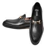 Load image into Gallery viewer, Men's black crust leather formal loafer shoe, business & casual party wear - Feetique Footwea