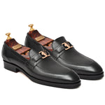 Load image into Gallery viewer, Men's black crust leather formal loafer shoe, business & casual party wear - Feetique Footwea
