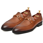 Load image into Gallery viewer, Men's tan crust leather formal loafer shoe, business & casual party wear - Feetique Footwea