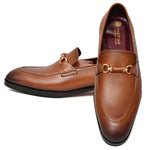 Load image into Gallery viewer, Men's tan crust leather formal loafer shoe, business & casual party wear - Feetique Footwea