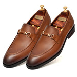 Load image into Gallery viewer, Men's tan crust leather formal loafer shoe, business & casual party wear - Feetique Footwea