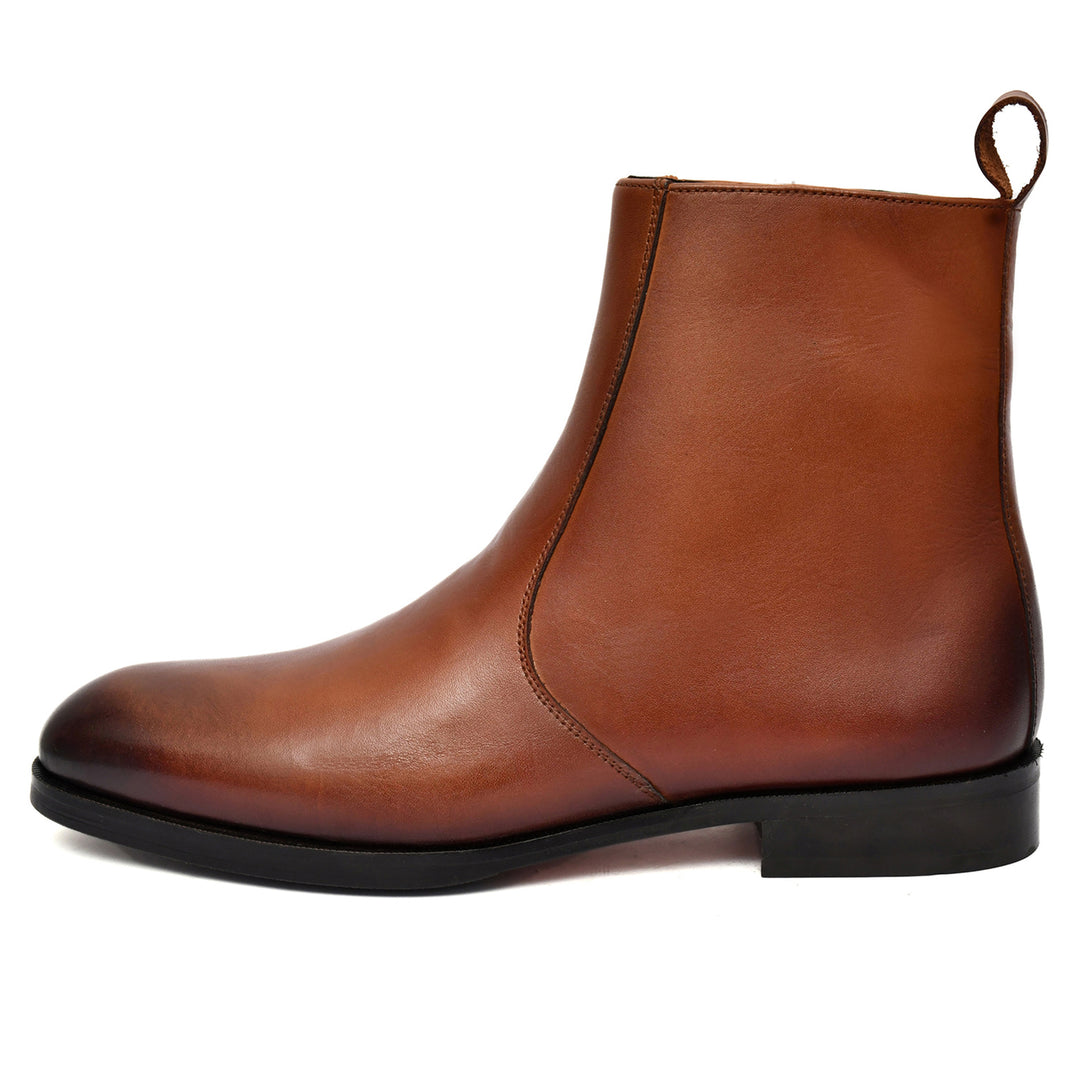 Feetique Men's Genuine Crust Leather Boot, Casual Round Boots For Men - Feetique Footwea