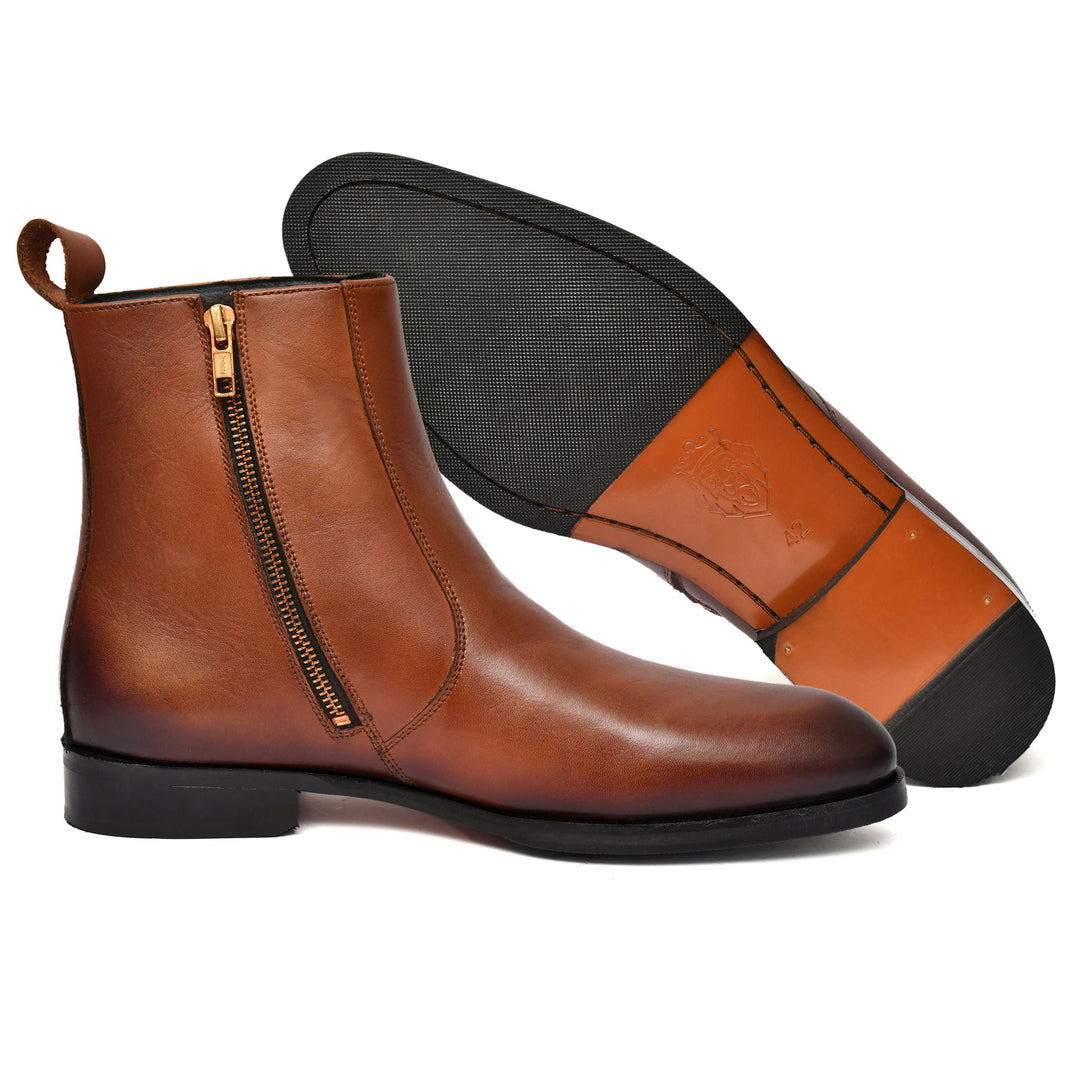 Feetique Men's Genuine Crust Leather Boot, Casual Round Boots For Men - Feetique Footwea