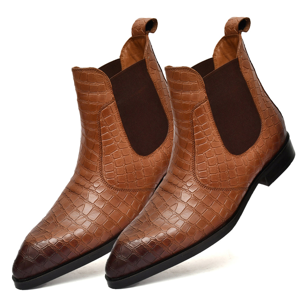 Feetique Men's Genuine Crust Leather Boot, Casual Pointed Boots For Men - Feetique Footwea