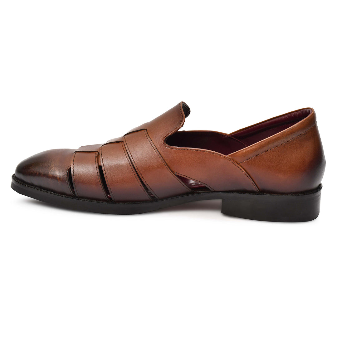 Genuine Leather Peshawari Sandals Cross Strap For Men - Feetique Footwea