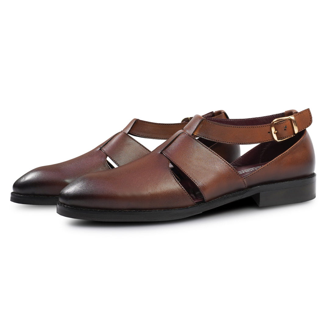 Genuine Leather Peshawari Sandals Cross Strap For Men