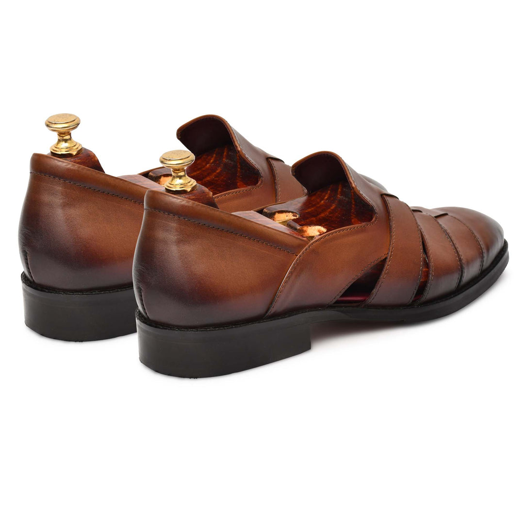 Genuine Leather Peshawari Sandals Cross Strap For Men - Feetique Footwea