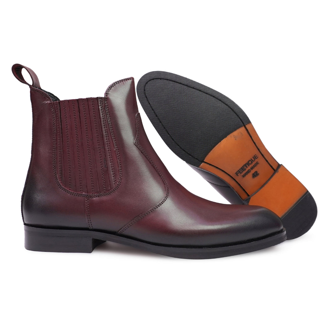 Feetique Men's Genuine Crust Leather Boot, Casual Pointed Boots For Men