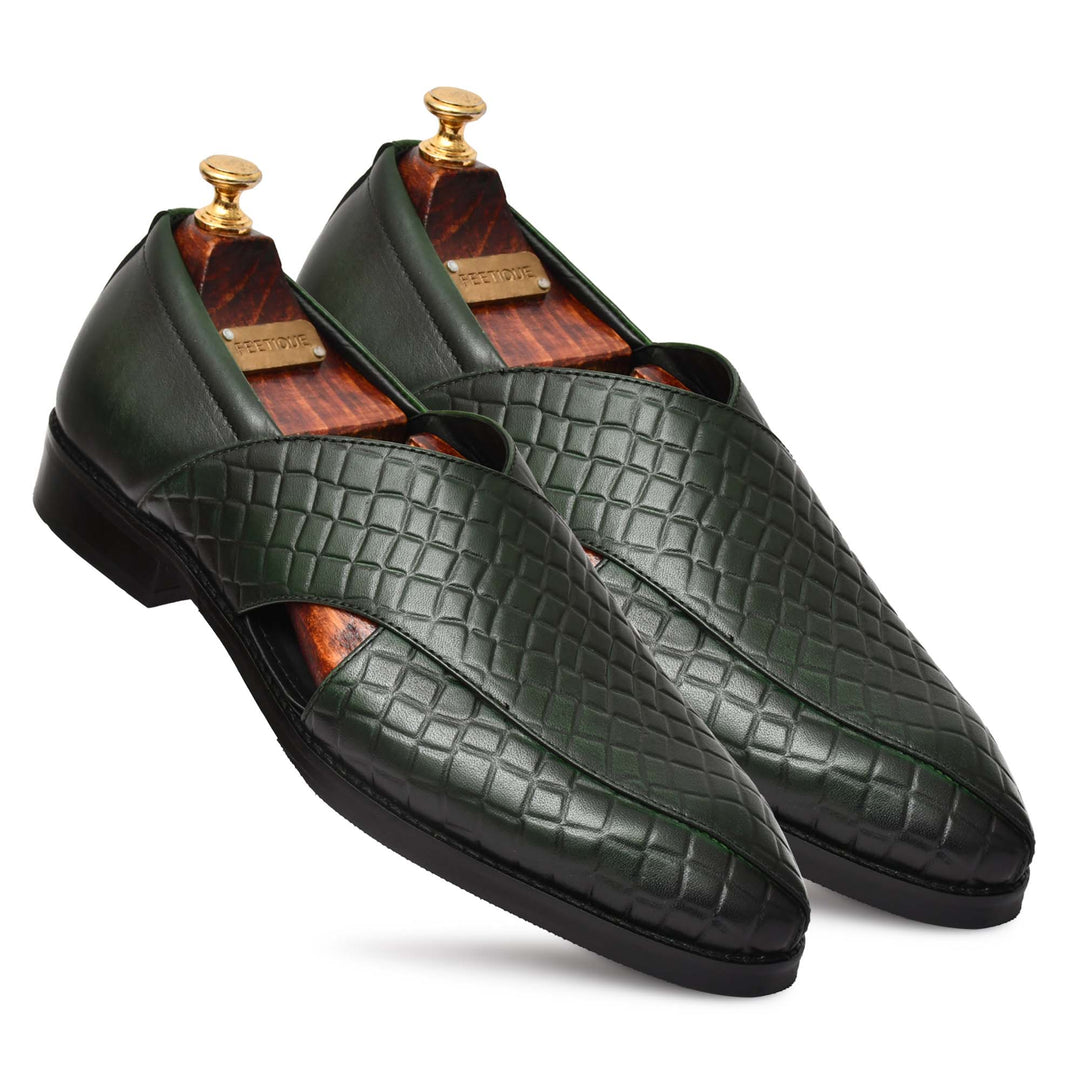 Men's Genuine Leather Unique Design Peshawari Sandals Shoes - Feetique Footwea