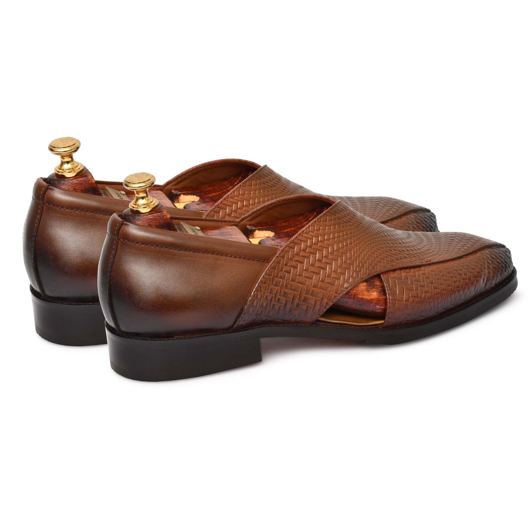 Men's Genuine Leather Unique Design Peshawari Sandals Shoes - Feetique Footwea
