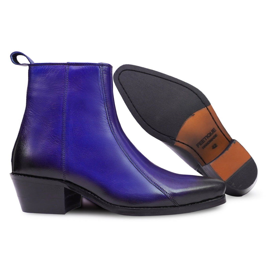 Feetique Handmade Leather Boot With Cuban Heel And Handmade Sheet Sole