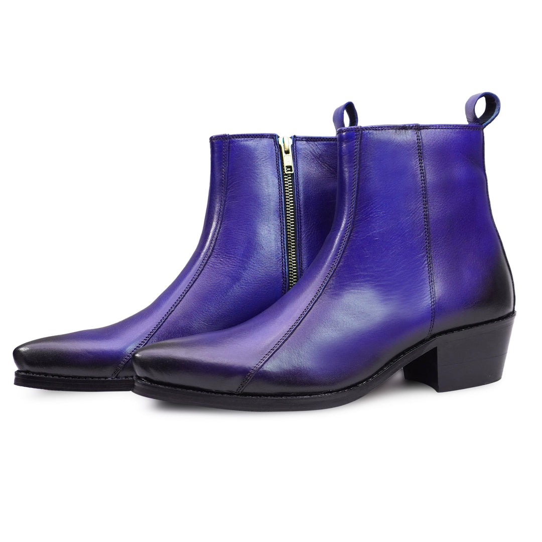 Feetique Handmade Leather Boot With Cuban Heel And Handmade Sheet Sole