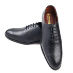 Load image into Gallery viewer, mens black whole cut crust leather formal shoes business & casual party wear Leather shoes Feetique Footwea