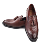 Load image into Gallery viewer, Men’s Wine Genuine Leather Formal Tassel Loafers Dress Shoes, Casual Wear - Feetique Footwea