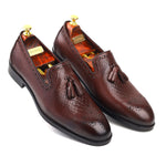 Load image into Gallery viewer, Men’s Wine Genuine Leather Formal Tassel Loafers Dress Shoes, Casual Wear - Feetique Footwea
