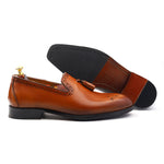 Load image into Gallery viewer, Men’s Tan Genuine Leather Formal Tassel Loafers Dress Shoes - Feetique Footwea