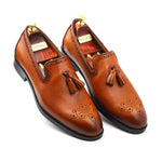 Load image into Gallery viewer, Men’s Tan Genuine Leather Formal Tassel Loafers Dress Shoes - Feetique Footwea