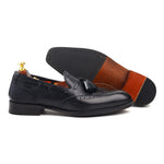 Load image into Gallery viewer, Men’s black Genuine Leather Formal Tassel Loafers Dress Shoes - Feetique Footwea