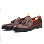 Load image into Gallery viewer, Men’s Brown Genuine Leather Formal Tassel Loafers Dress Shoes - Feetique Footwea
