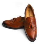 Load image into Gallery viewer, Men’s Tan Genuine Leather Formal Tassel Loafers Dress Shoes - Feetique Footwea