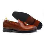Load image into Gallery viewer, Men’s Tan Genuine Leather Formal Tassel Loafers Dress Shoes - Feetique Footwea