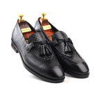 Load image into Gallery viewer, Men’s black Genuine Leather Formal Tassel Loafers Dress Shoes - Feetique Footwea