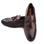 Load image into Gallery viewer, Men’s wine Genuine Leather Formal Tassel Loafers Dress Shoes - Feetique Footwea