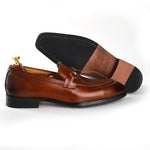 Load image into Gallery viewer, Men's Tan Crust Leather Formal Loafers Dress Shoe, Business & Casual Wear - Feetique Footwea
