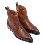 Load image into Gallery viewer, Feetique Men's Handmade Genuine Crust Leather Crock Design Zip Boot, Casual Round Boots For Men - Feetique Footwea