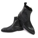 Load image into Gallery viewer, Feetique Men's Handmade Genuine Crust Leather Crock Design Zip Boot, Casual Round Boots For Men - Feetique Footwea