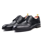 Load image into Gallery viewer, mens black leather toe-wing brogue derby dress shoe, office & casual party wear - Feetique Footwea