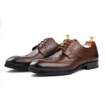 Load image into Gallery viewer, mens brown leather toe-wing brogue derby dress shoe, office & casual party wear - Feetique Footwea