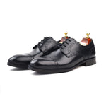 Load image into Gallery viewer, mens black leather toe-cap brogue derby dress shoe, office & casual party wear - Feetique Footwea