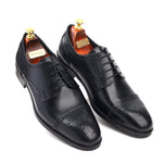 Load image into Gallery viewer, mens black leather toe-cap brogue derby dress shoe, office & casual party wear - Feetique Footwea