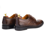 Load image into Gallery viewer, mens brown leather toe-cap brogue derby dress shoe, office & casual party wear - Feetique Footwea