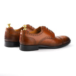 Load image into Gallery viewer, mens tan leather toe-cap brogue derby dress shoe, office & casual party wear - Feetique Footwea